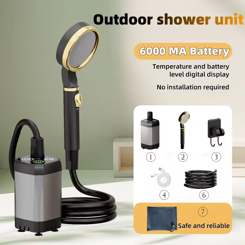Outdoor Camping Kit - وحدة دش كهربائية محمولة للاستخدام الخارجي،