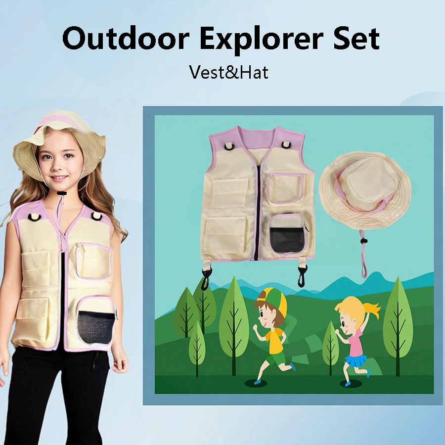 صدرية وقبعة مستكشفة للأطفال ،  - مراجعة Outdoor Camping Kids Activities وسعره